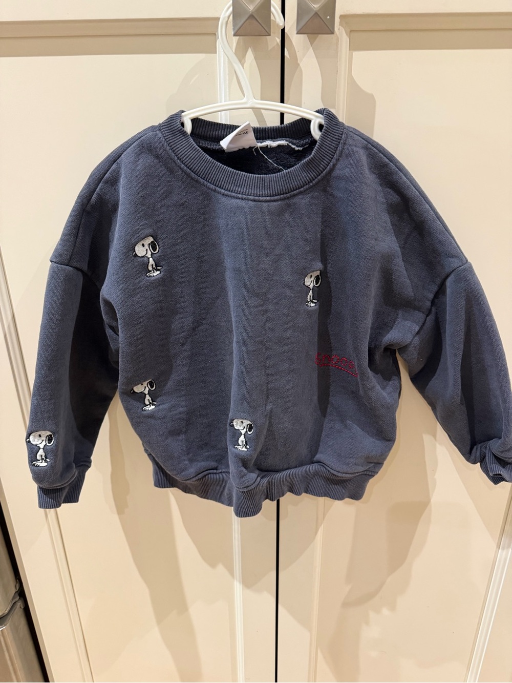 Peanuts 3-4t Navy grey Snoopy Embroidered Crewneck Sweatshirt